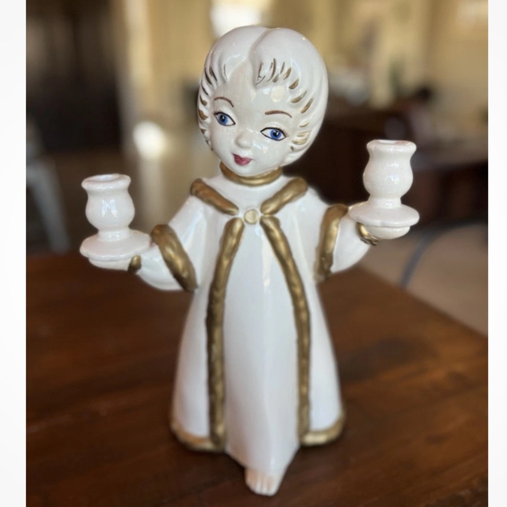 Vintage Ceramic Christmas Angel Candle Holder